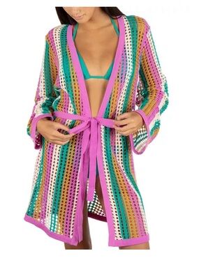 NWT Hurley
Juniors' Striped Crochet Robe Cover-Up